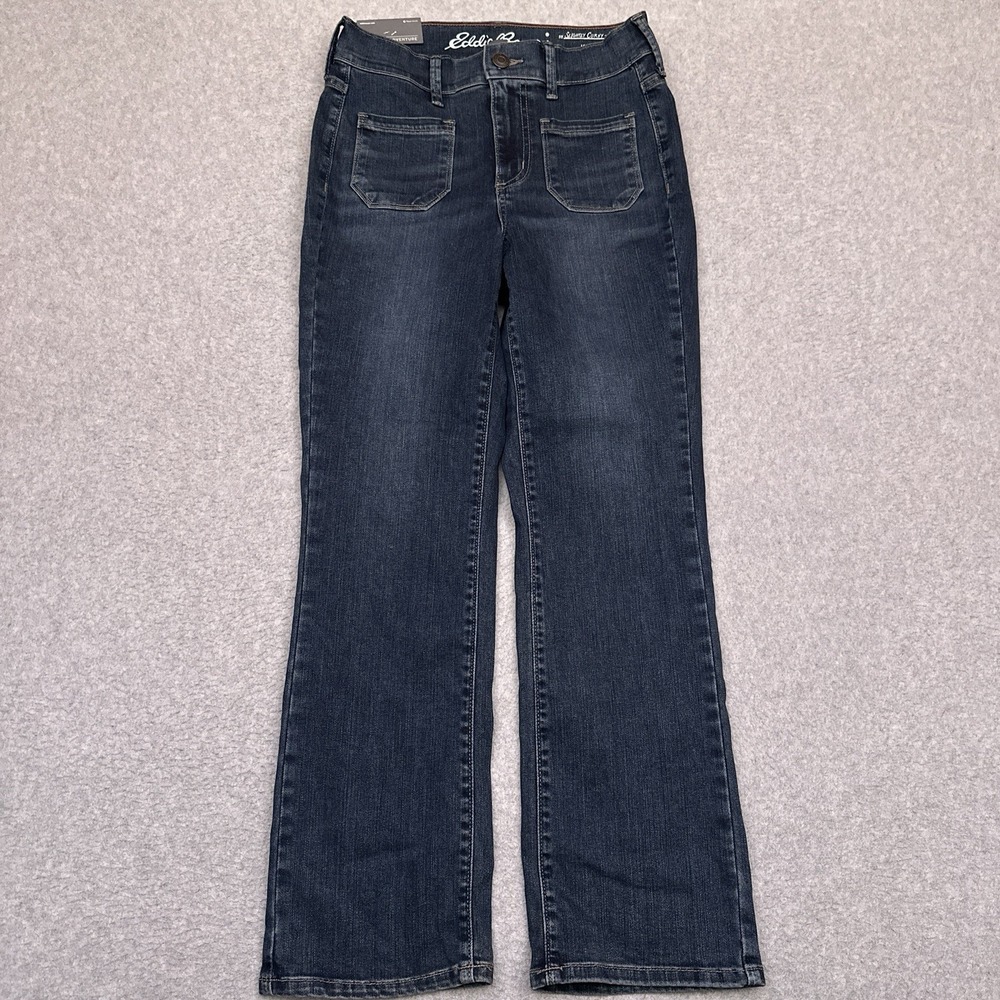 NEW Eddie Bauer Slightly Curvy High Rise Kick Flare Jeans‎ Womens 2 Welt Pockets